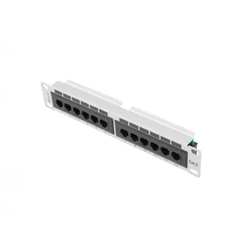 Patchpanel LANBERG PPU6-9012-S, 12-poorts Cat6, metaal, grijs