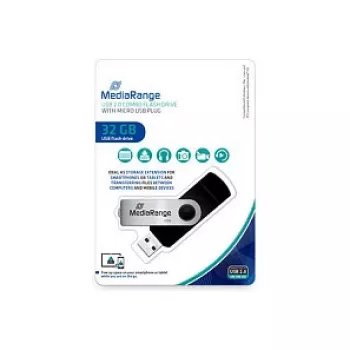 MediaRange MR932 - USB-flashdrive - 32 GB - USB 2.0 / Micro-USB - zwart/zilver (MR932-2)
