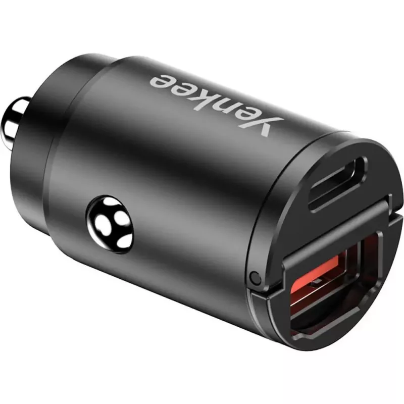 Autolader YENKEE CAR 02 Power Delivery 30W met USB-A- en USB-C-aansluitingen
