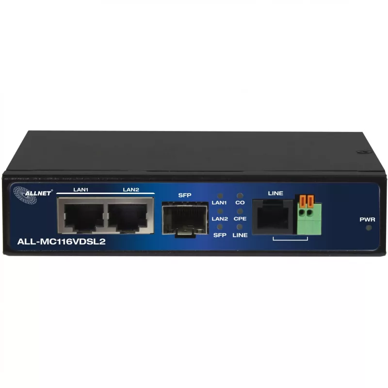 Modem ALLNET ALL-MC116VDSL2 160 Mbit/s 2x RJ45 SFP zwart
