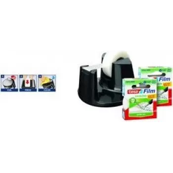 Tafelafroller Tesa Easy Cut Compact voordeelpak — handmatige afroller voor plakband, geïntegreerde snijder