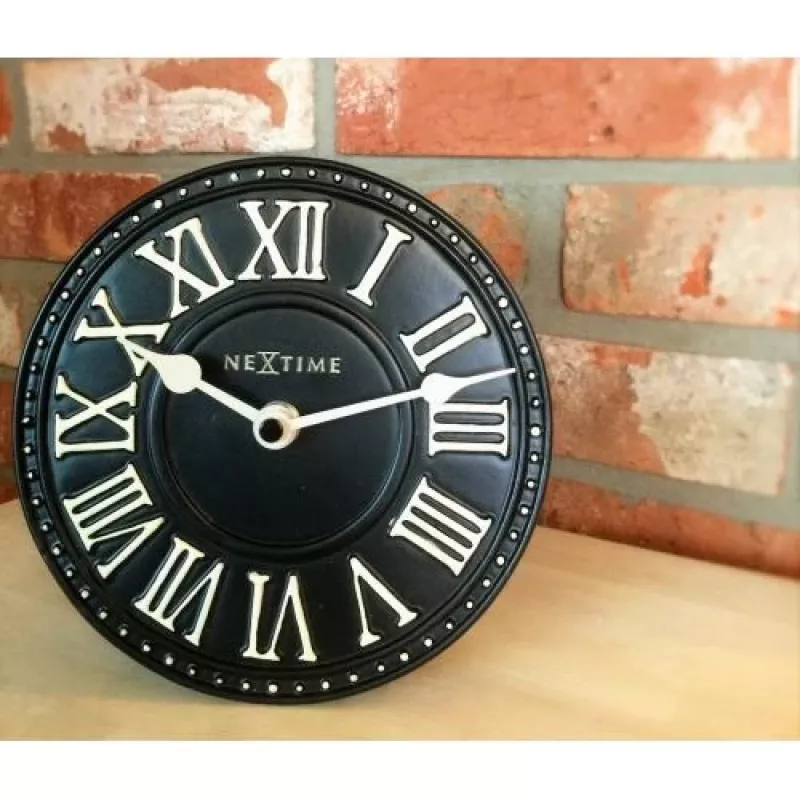NeXtime klok 5187zw London Table, Ø16 cm, wand, zwart/wit