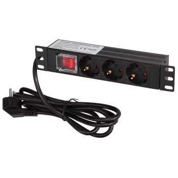 Extralink 10 1U 3 Socket EU Type Power PDU met schakelaar PDU 3-EU