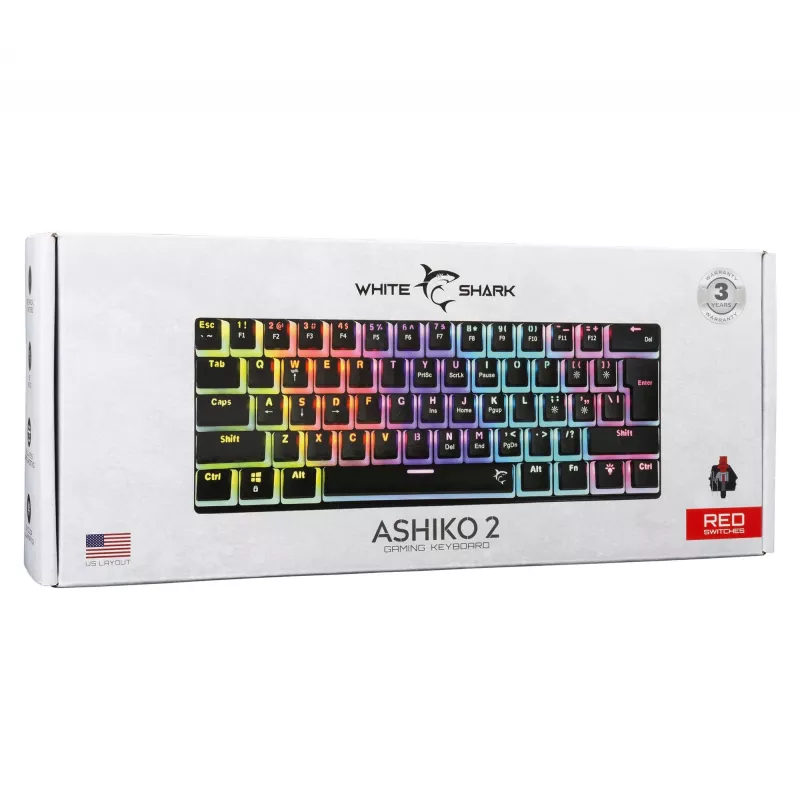Gaming-toetsenbord White Shark GK-2202 Ashiko 2 zwart/rood US-layout