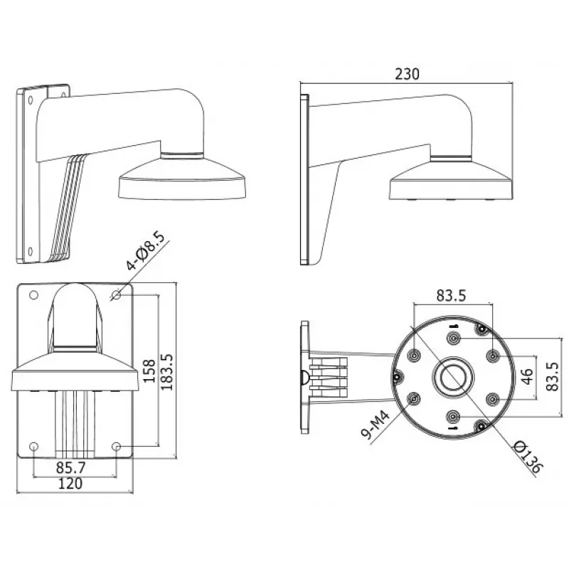 Hikvision Digital Technology DS-1273ZJ-135 beugel voor beveiligingscamera-accessoire