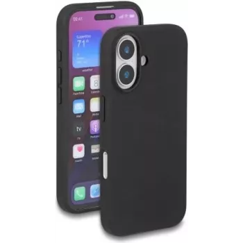 Beschermende DELOCK soft-touch siliconenhoes voor iPhone 16 – zwart