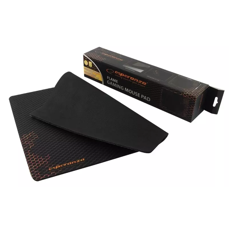 Muispad ESPERANZA EA146R — rubberen gamingpad 440 × 354 × 4 mm, antislipbasis, zwart/rood