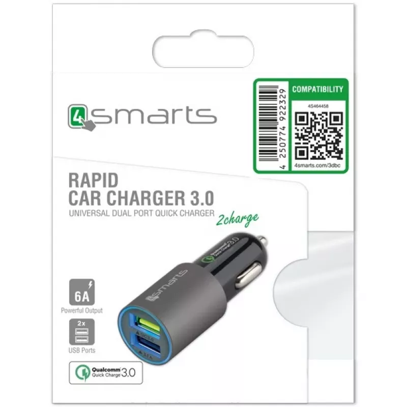 Mobiele oplader 4smarts 464458 zwart grijs auto