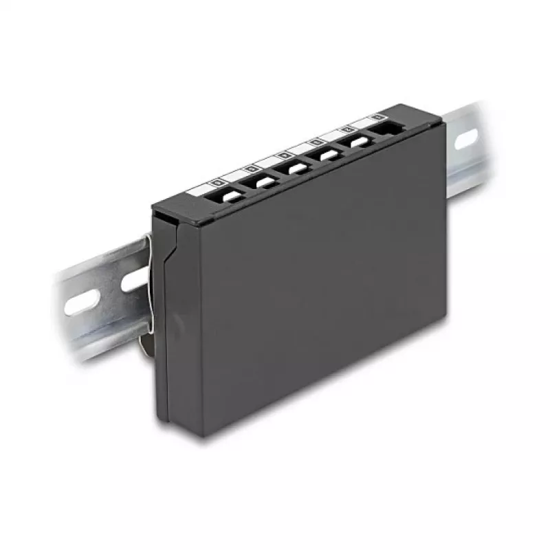 DELOCK blindplaat 6-poorts voor Keystone RJ‑modules, zwart, metaal, voor tafel-/wand-/dinrailmontage