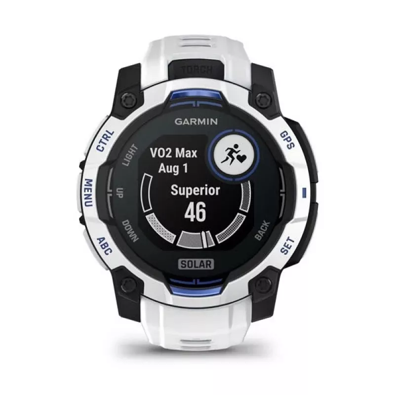 Garmin Instinct 3 Solar smartwatch, 45 mm, Black/Stone White, siliconen band (010-02934-03)