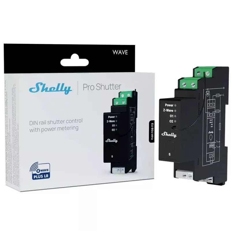 Slimme DIN-railcontroller Z-Wave SHELLY Wave Pro Shutter LR
