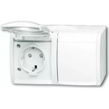 BUSCH JAEGER 2084-0-0723 - CEE 7/3 - 2P+E - Wit - IP44 - 250 V - 16 A