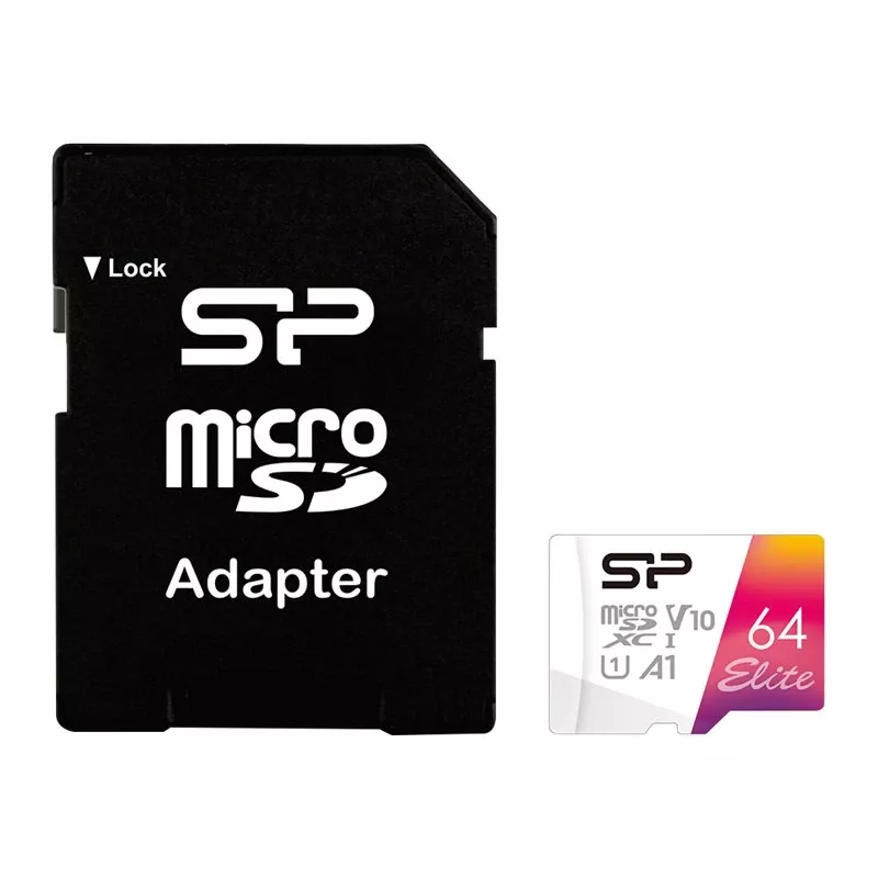 Silicon Power Elite microSDXC 64GB UHS-I Class 10 V10 Geheugenkaart met adapter (SP064GBSTXBV1V20SP)