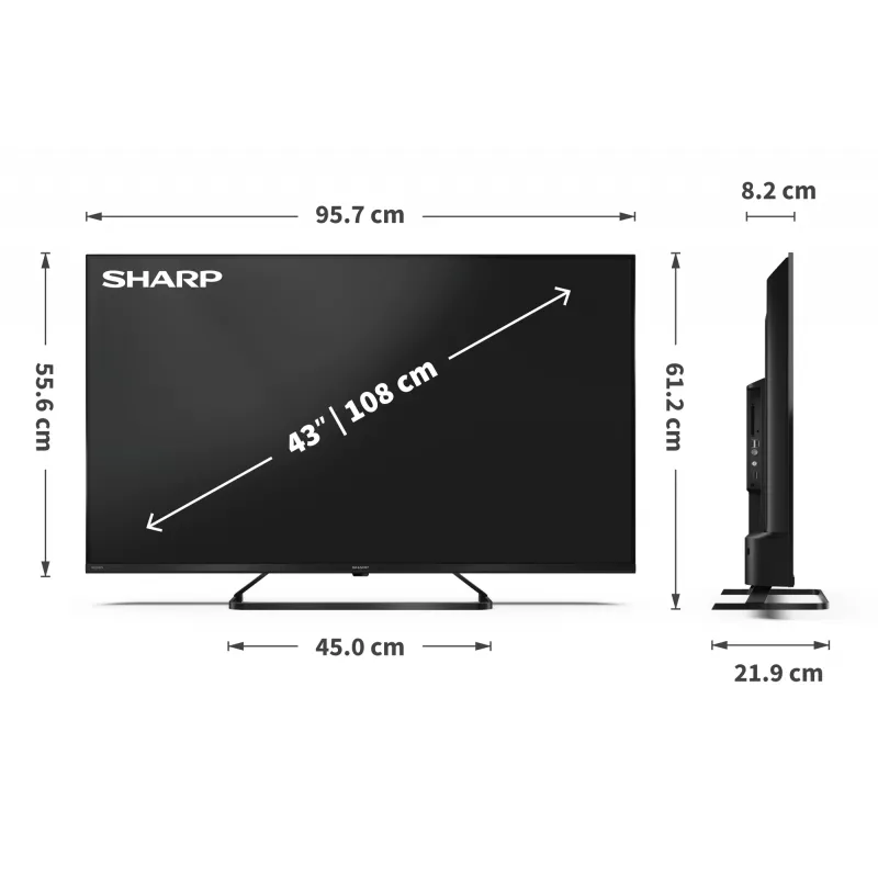 Sharp 43HP6265E TV Google UHD Zwart