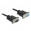 Delock RS-232 Seriële kabel, D-Sub 9 male naar female, slanke connectorbehuizing, 3 m, zwart