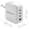 Oplader QOLTEC 51828 140W GaN 3×USB‑C PD + 1×USB‑A QC 3.0 – multiport-snellader