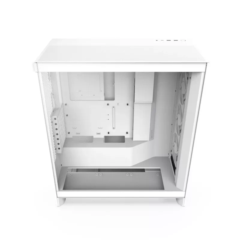 PC-behuizing NZXT H7 Flow RGB Midi Tower wit — gehard glas, EATX, voor 3×120mm, USB-C