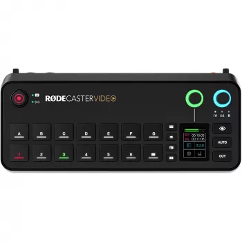 Rode RØDECaster Video video- en audioproductieconsole, tot 6 videobronnen, twee voorversterkers, twee interne draadloze ontvangers