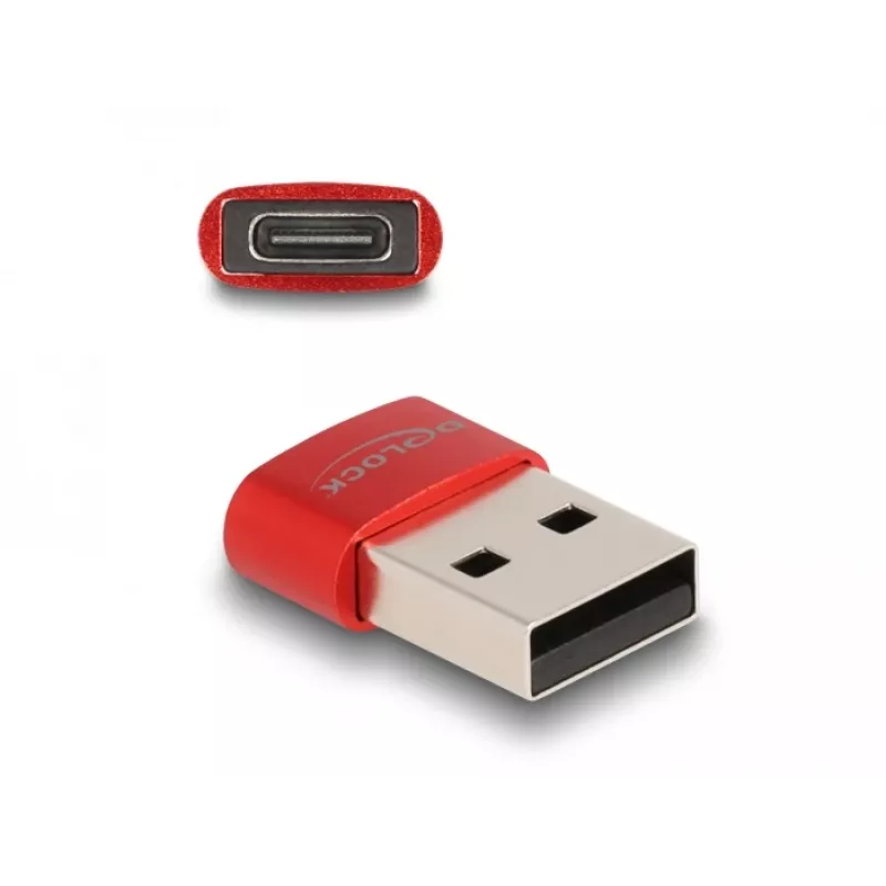 Delock - USB-adapter - USB (M) naar 24 pin USB-C (W) - USB2.0 3 A - rood (60050)