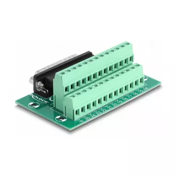 DeLOCK D-Sub 25-polig stekker naar klemmenstrook voor DIN-rail 51 mm × 86 mm × 30 mm