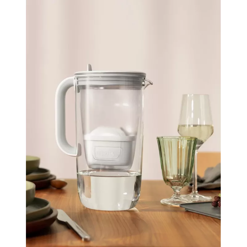 Brita Glass+1 Maxtra Pro Pure Performance glazen filterkan, 2,5 l totaal / 1,5 l gefilterd, vaatwasserbestendig, grijs