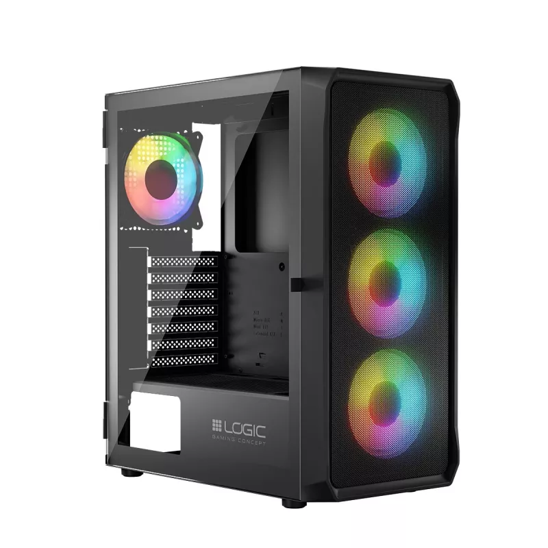 LOGIC CONCEPT Portos ARGB ATX mid-tower behuizing, zwart