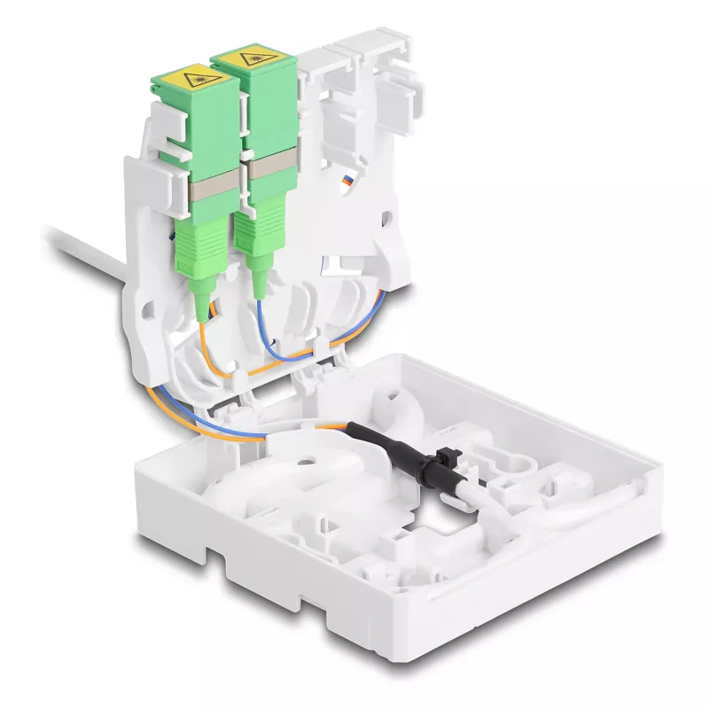 DELOCK optische glasvezel-aansluitdoos 2 x SC/APC Simplex met 30 m G.657.A1 dropkabel-set