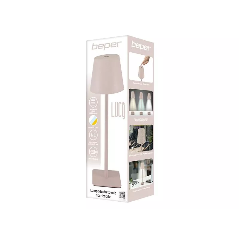 Beper P207ILI202 oplaadbare led-tafellamp, aanraakschakelaar, dimbaar, poeder