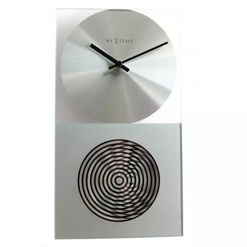 NeXtime klok 3028 OP klok, 16x30,2 cm, wand, glas, zilver