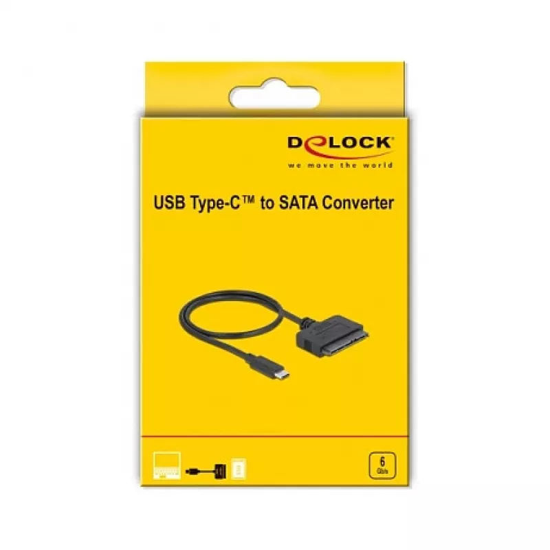 DeLOCK 63803 USB Type-C naar 22-pins SATA 6 Gb/s converter, 2,5 inch, USB 3.2 Gen 2, 0,5 m, zwart