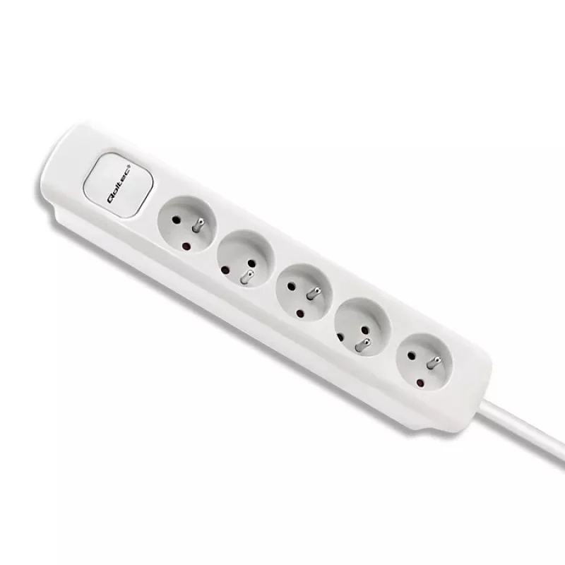 Verlengsnoer Qoltec 50276 1,8 m 5 stopcontacten binnen wit