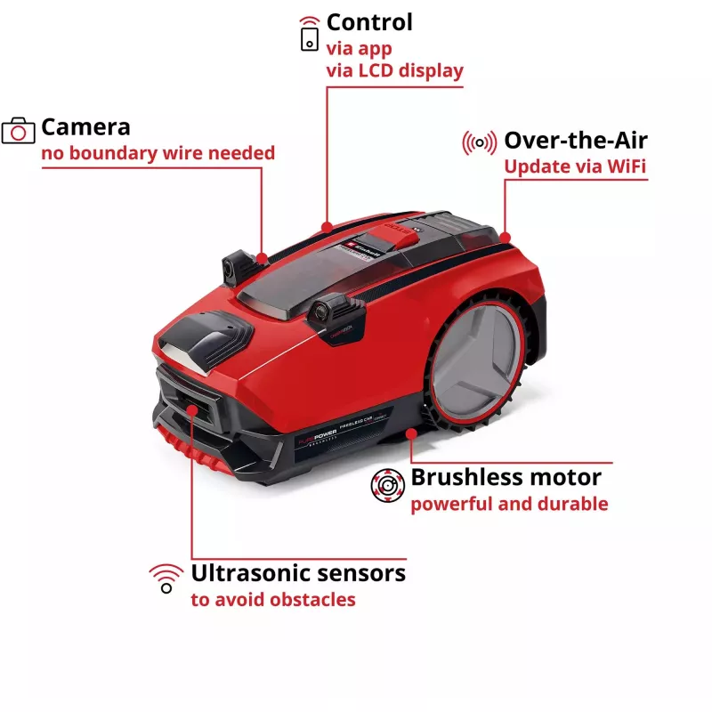 Power X-Change robotmaaier FREELEXO CAM PLUS 600 (rood/zwart, Li-Ion accu Plus 4,0Ah, camera + sensor)