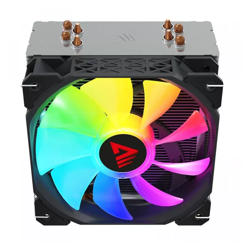 CPU-luchtkoeler SAVIO SAVGCOVORTEXX2ARGB met 4 heatpipes, 120-mm-ARGB-ventilator, zwart
