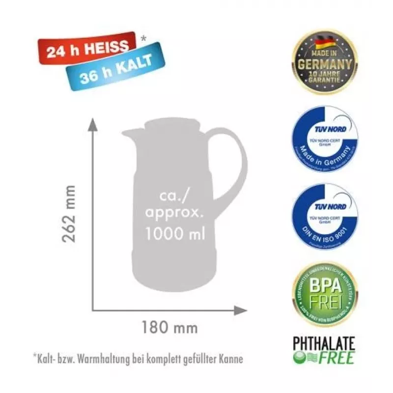 ROTPUNKT thermoskan, 1,0 l, ristretto (zwart)