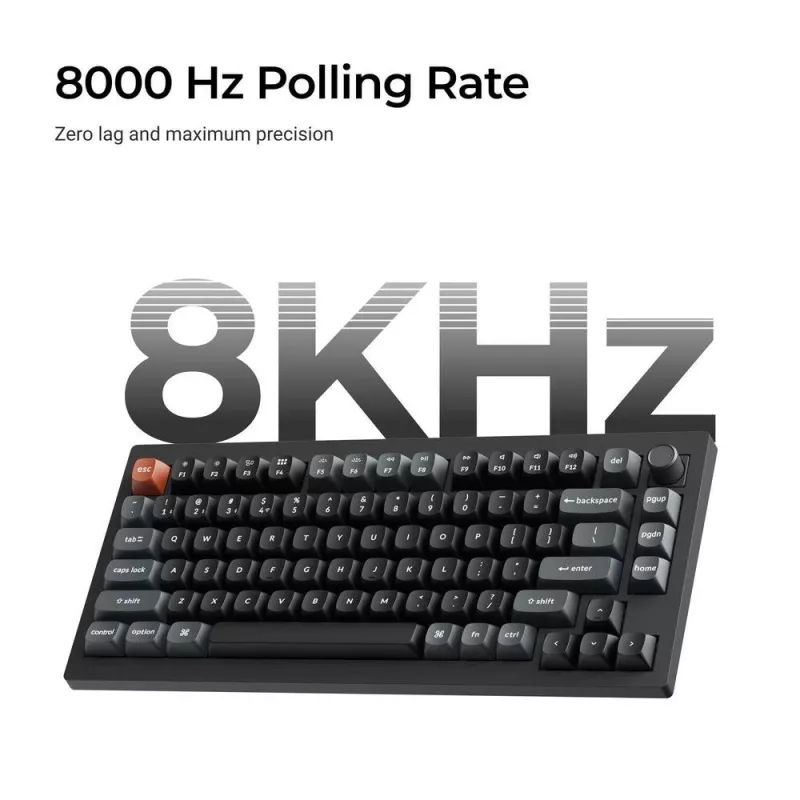 Mechanisch toetsenbord Keychron V1 Ultra 8K — 75% QWERTY, Bluetooth, bekabeld, RGB, zwart