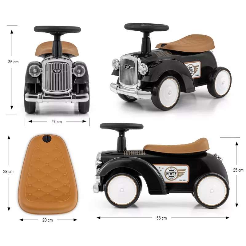 Loopauto milly mally Royce zwart – kinderduwwagen, compact design, model 5923