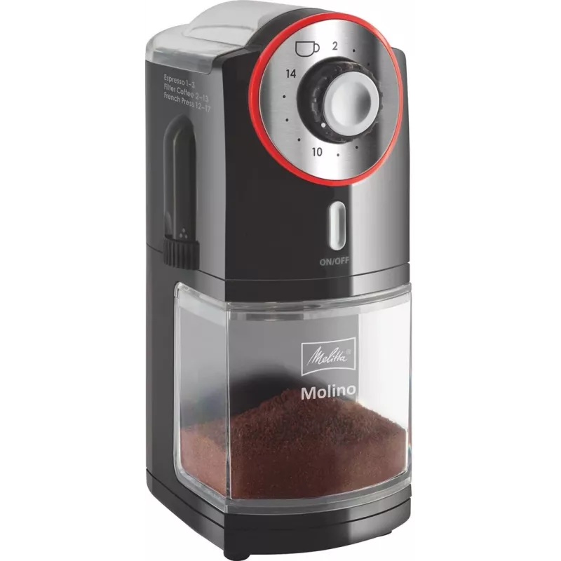 Melitta Molino 100 W zwart, rood, roestvrijstaal