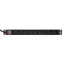 Stroomverdeeleenheid GEMBIRD EG-PDU-9F2F — 9 Franse (type E) stopcontacten, 1H-rack, 16A, 2 m kabel