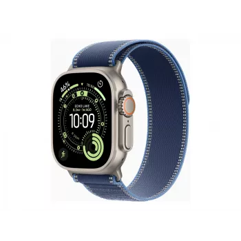 Apple Watch Ultra 3 GPS + Cellular 49mm Natural Titanium behuizing met Blue/Bright Blue Trail Loop - M/L | Apple
