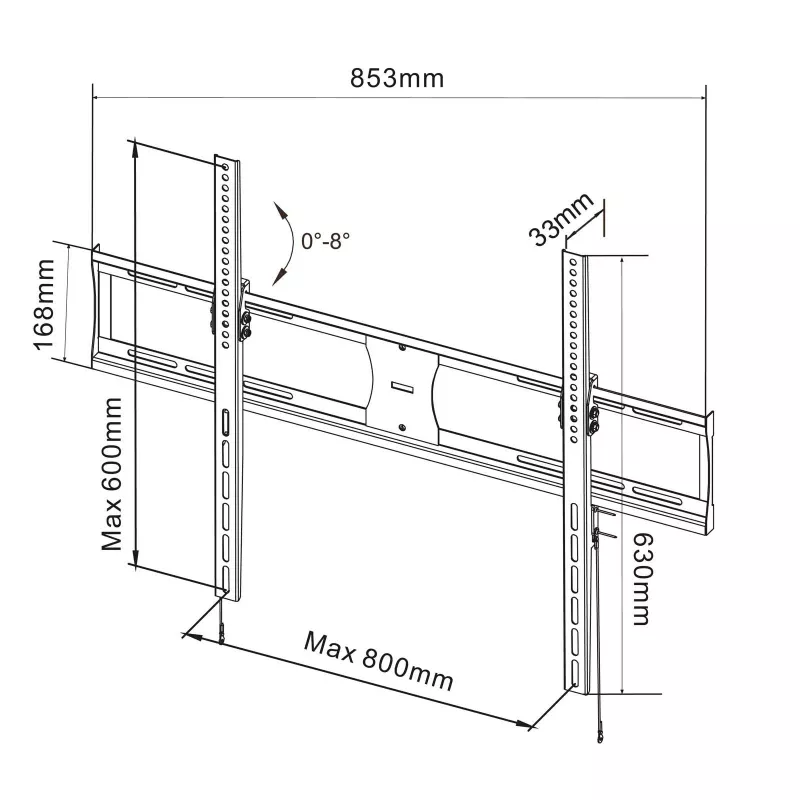 Akyga AK-MB-09 vaste TV-muurbeugel, 37-85 inch, 60 kg, VESA 800x600, zwart