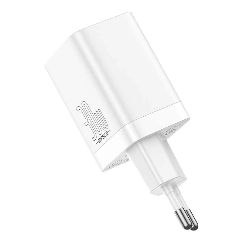 Baseus Super Si Pro snellader USB + USB-C 30W (wit)