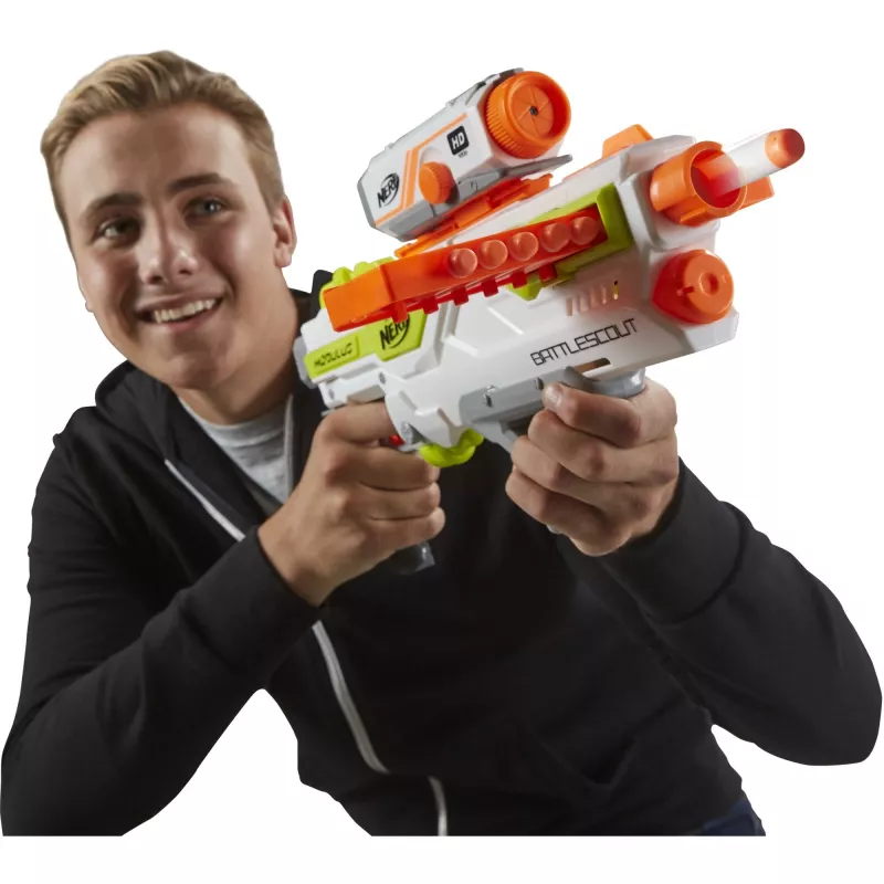 Speelgoedblaster HASBRO Nerf BattleScout ICS-10 FFP B1756F030 – schuimpijl-blaster, enkelschots, tactische rail