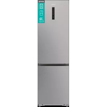Koel-vriescombinatie Gorenje NRB620E61X4WFE, vrijstaand, roestvrij staal, totale capaciteit 413 L, vriesvak onder 130 L, NoFrost, LED-display