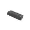 Natec Mantis 2 NHU-1557 usb 3.0-hub met 4 poorten, USB Type-B-ingang, aan/uit-schakelaars, netadapter, zwart