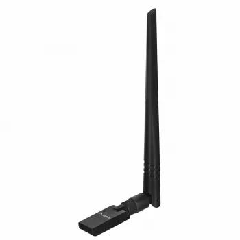 USB-WLAN-adapter LANBERG NC-0300-WIE, USB 2.0, twee externe antennes 5 dBi, WLAN 300 Mbit/s, Ethernet/WLAN, zwart