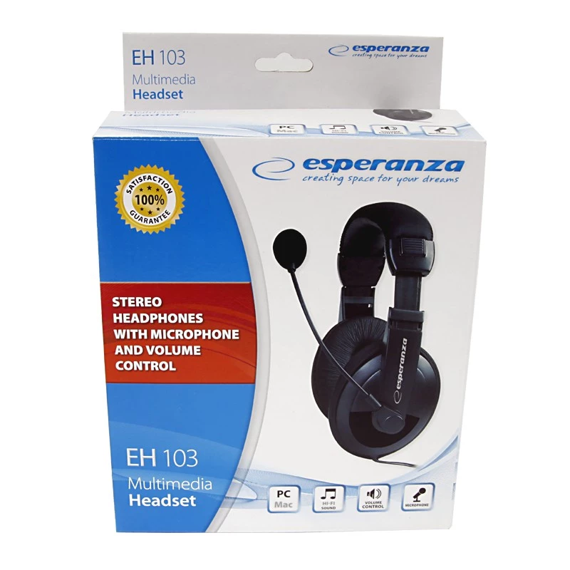 Stereo-hoofdtelefoon met microfoon en volumeregeling EH103