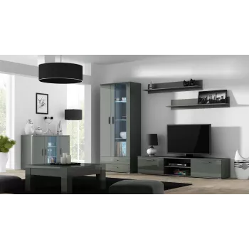 Cama sideboard 120 cm SOHO S7 grijs/grijs glanzend