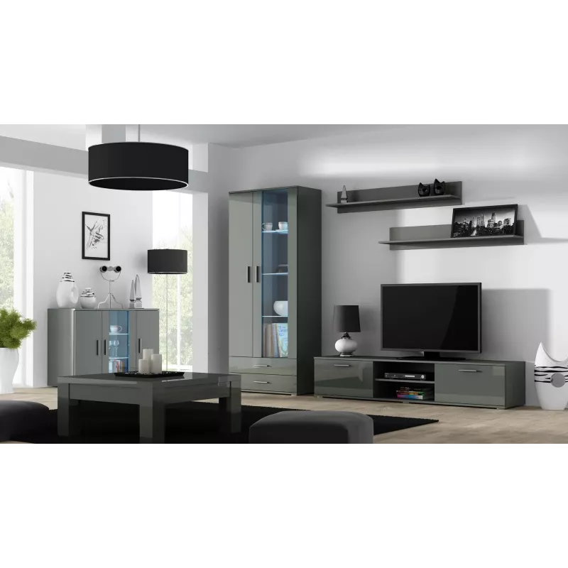 Cama sideboard 120 cm SOHO S7 grijs/grijs glanzend