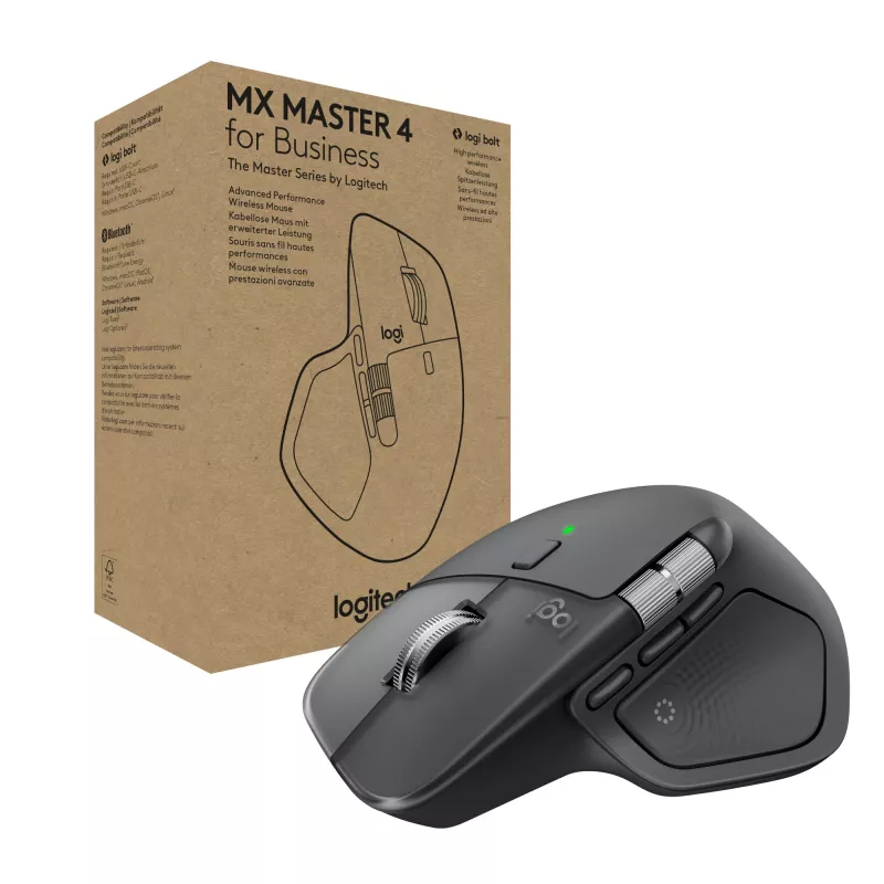 Logitech MX Master 4 for Business muis – draadloos + Bluetooth, 8000 DPI, grafiet | Logitech