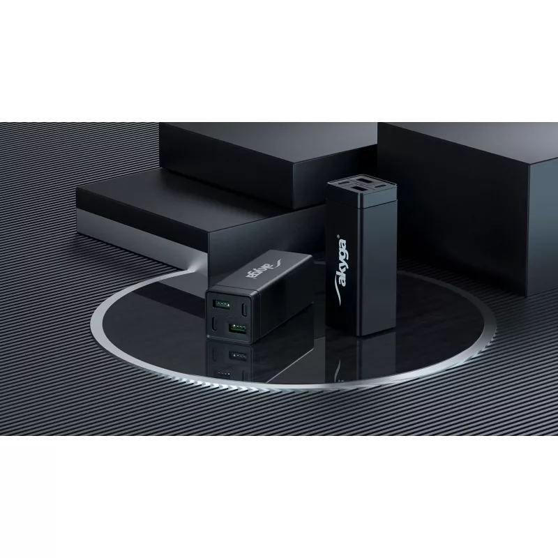 Akyga Charge Brick AK-CH-17 USB-oplader 65 W, 2 x USB-C PD + 2 x USB-A QC 4+, zwart